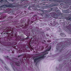 acrylic pour on 5x7 canvas panel, tones of purple, magenta and grey